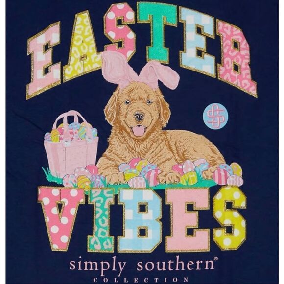 SIMPLY SOUTHERN Big Girls MEDIUM Easter Vibes - DOG - Short Sleeve Tee - Picture 10 of 11
